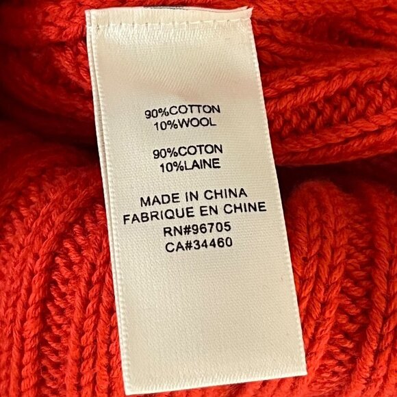 La Vie Rebecca Taylor Cable Knit 1/2 Sleeve Ribbed‎ Crew Neck Sweater Red Medium - Picture 7 of 10